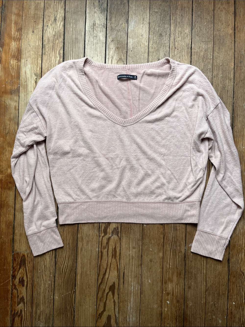 Abercrombie & Fitch Blush Cropped V-Neck Sweatshirt